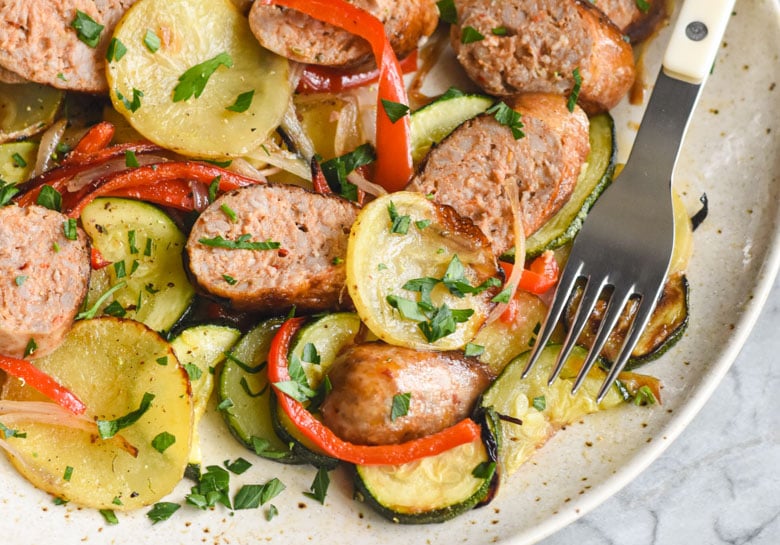 sausage and vegetables